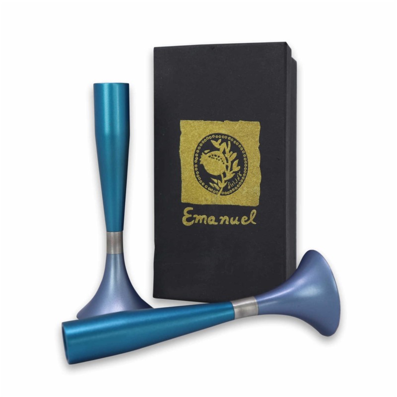 Turquoise Anodized Aluminum Candlesticks By Yair E | Candle Holders |